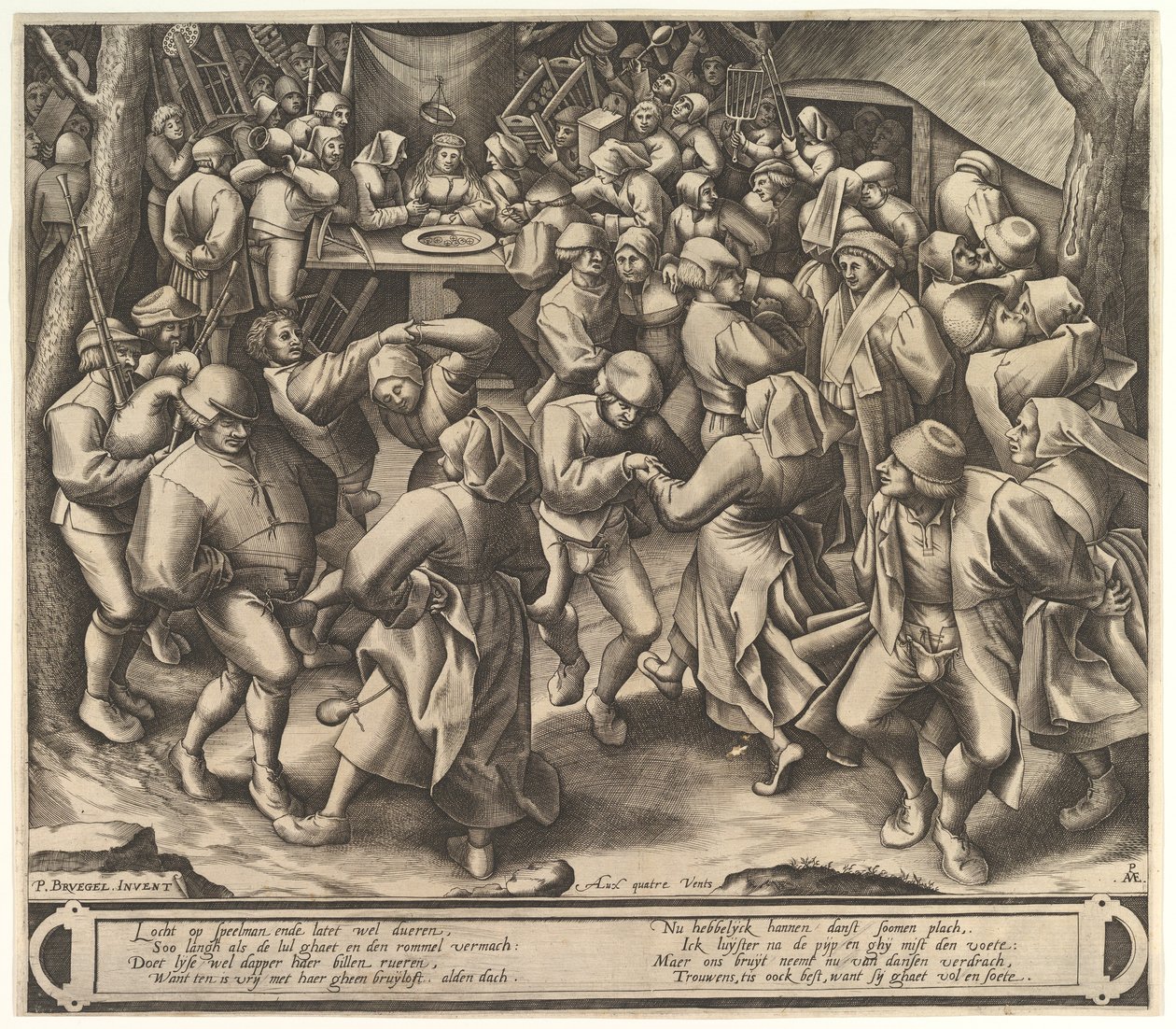 Bondebröllopsdansen, efter 1570. av Pieter van der Heyden