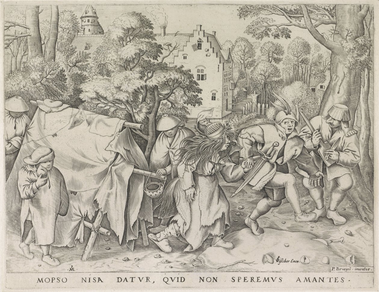 Vuile bruid av de burlift van Mopsus en Nisa (titel på objekt) av Pieter van der Heyden