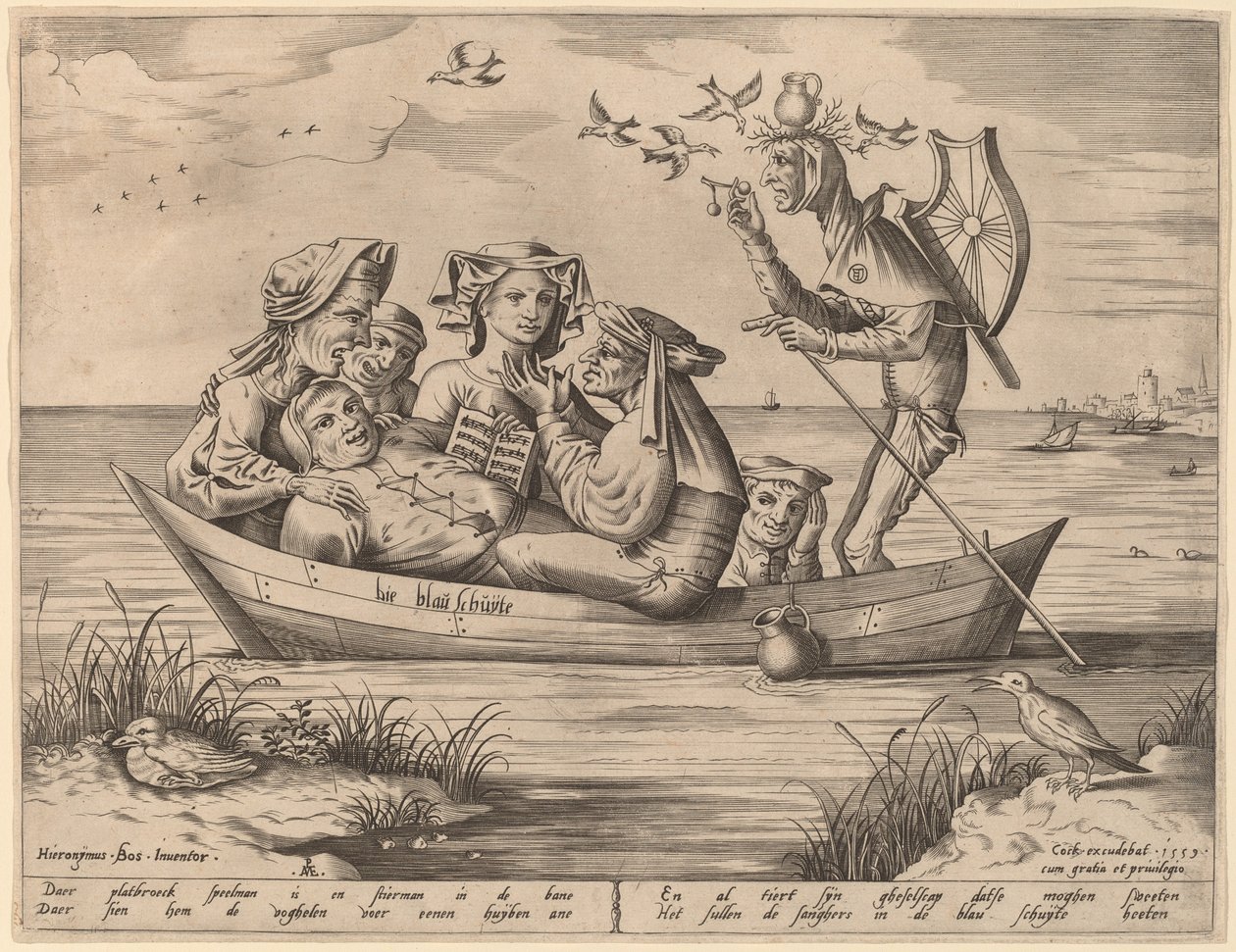Die Blau Schuyte (Dårarnas skepp) av Pieter van der Heyden after Hieronymus Bosch