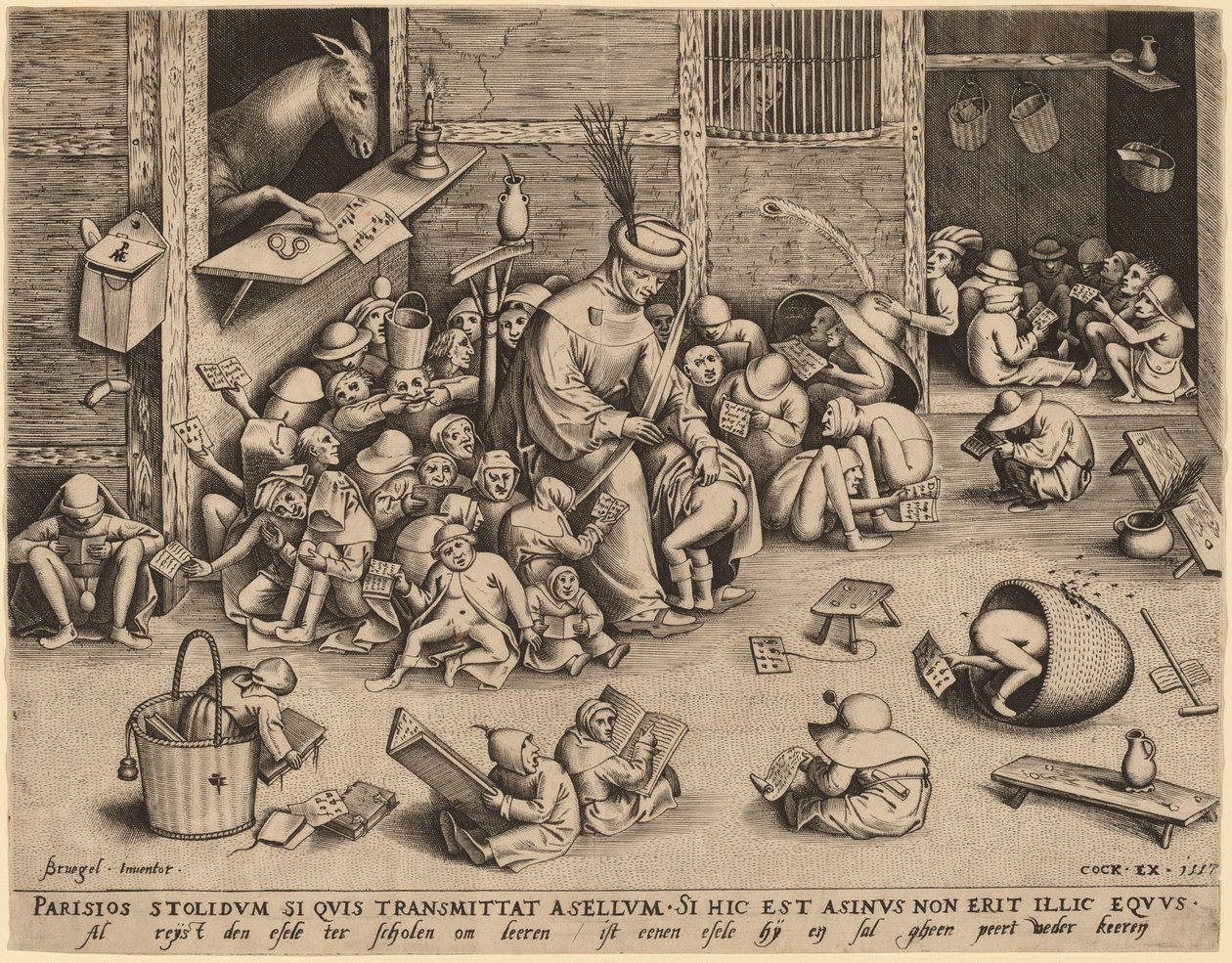 Röven i skolan av Pieter van der Heyden after Pieter Bruegel the Elder
