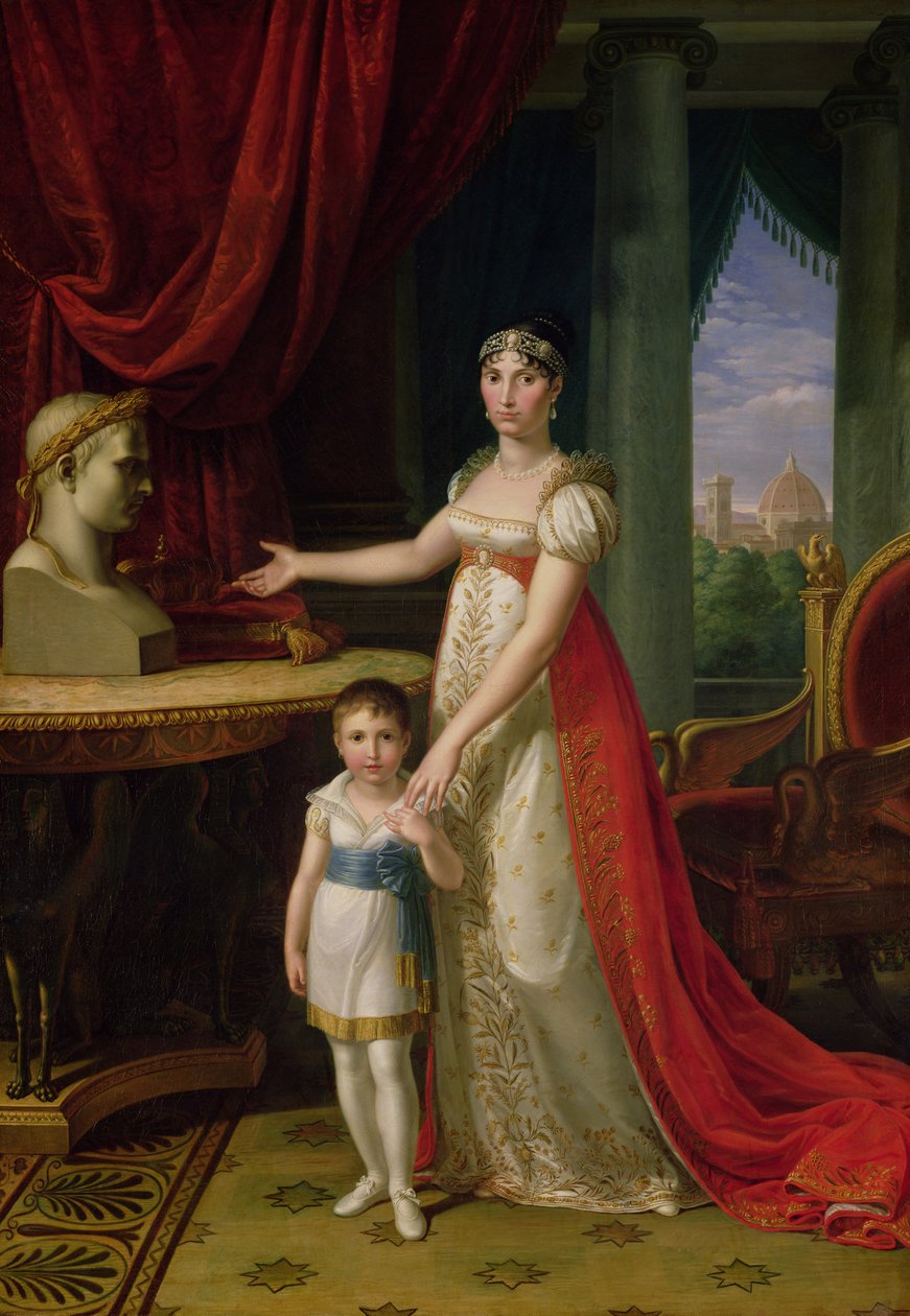 Elisa Bonaparte (1777-1820) Storhertiginnan av Toscana och hennes dotter Napoleone-Elisa av Pietro Benvenuti