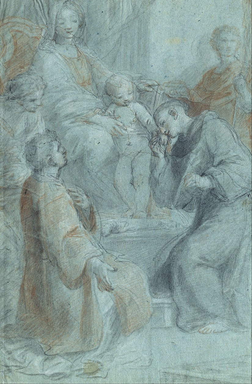 Madonna and Child Enthroned with Saints Lawrence, Anthony of Padua, Praxedes and Venantius av Pietro De Pietri