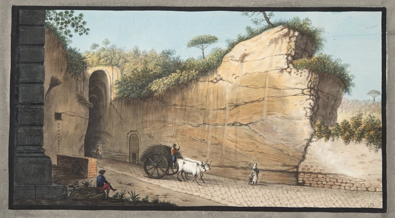 Ingången till Grotta av Pausilipo, tavla XVI, från 