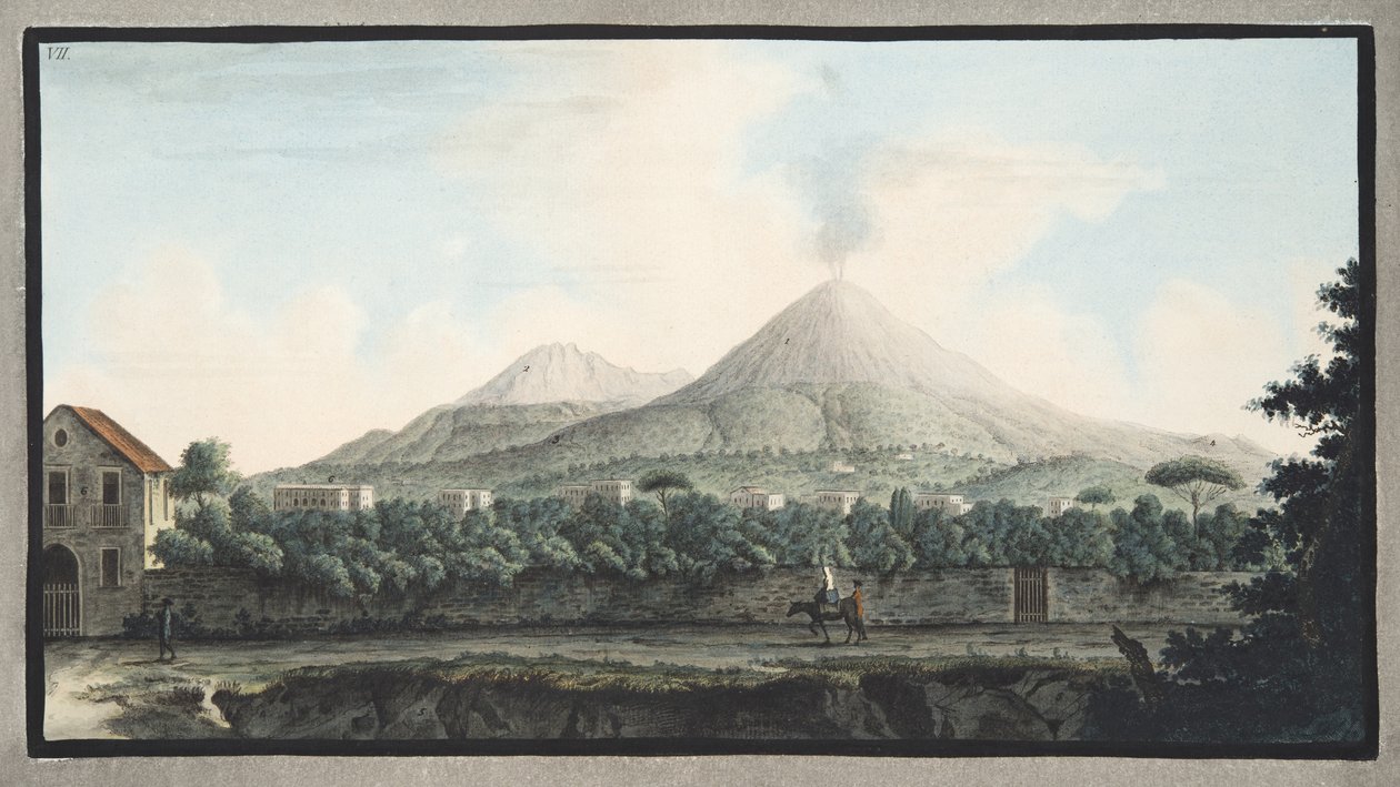 Utsikt över Vesuvius från havsstranden, från 
