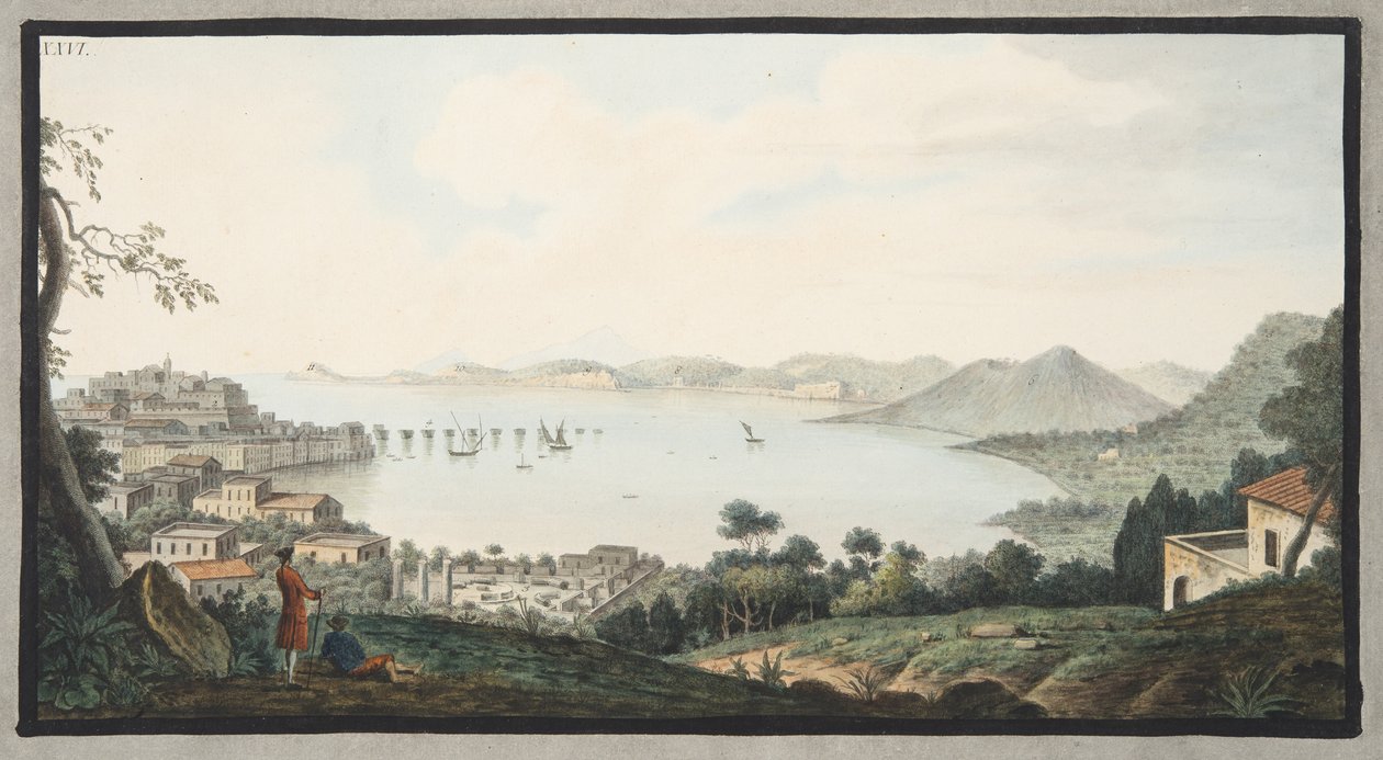 Utsikt över den italienska kusten från nära Puzzoli, skylt 26 från Campi Phlegraei: Observations of the Volcanoes of the Two Sicilies