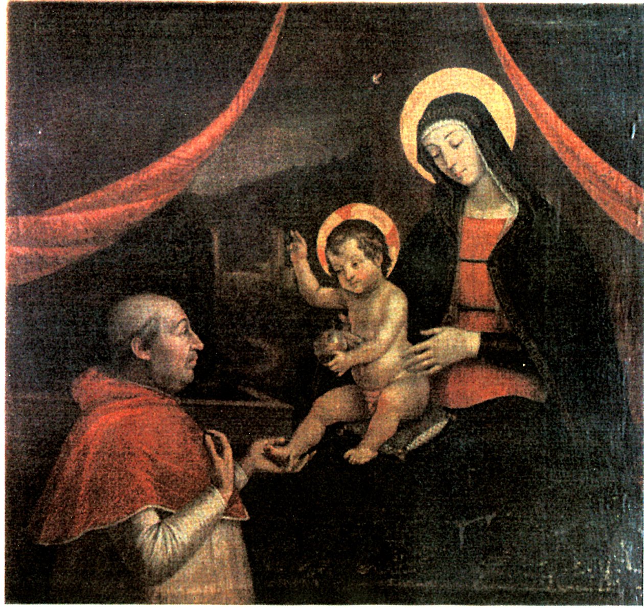 Alexander Vi knäböjer framför Madonna av Pietro Facettio