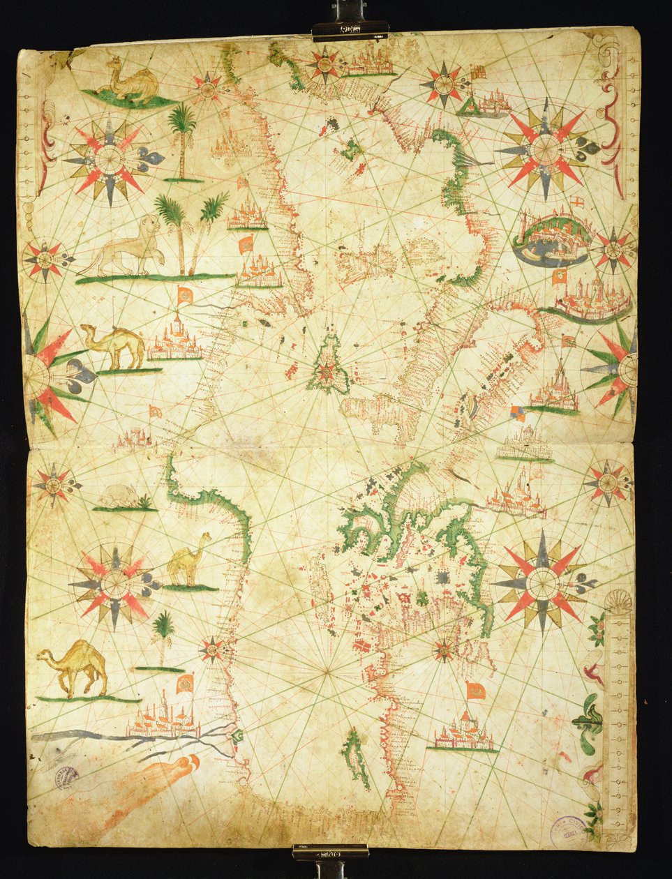 Medelhavsbassängen, från en nautisk atlas, 1651 (bläck på veläng) (se även 330923-330924) av Pietro Giovanni Prunes