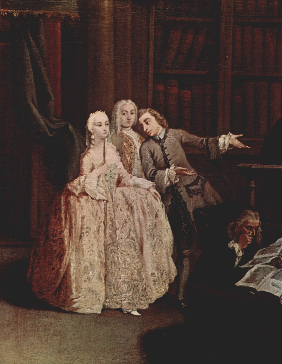 Besök på biblioteket av Pietro Longhi