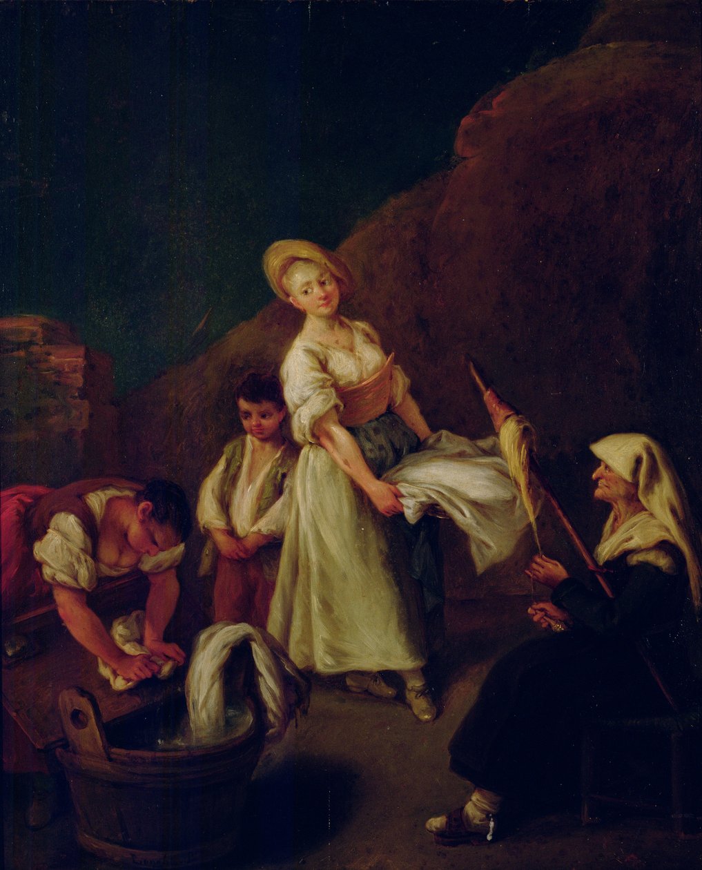 Kvinnor som tvättar och spinner av Pietro Longhi
