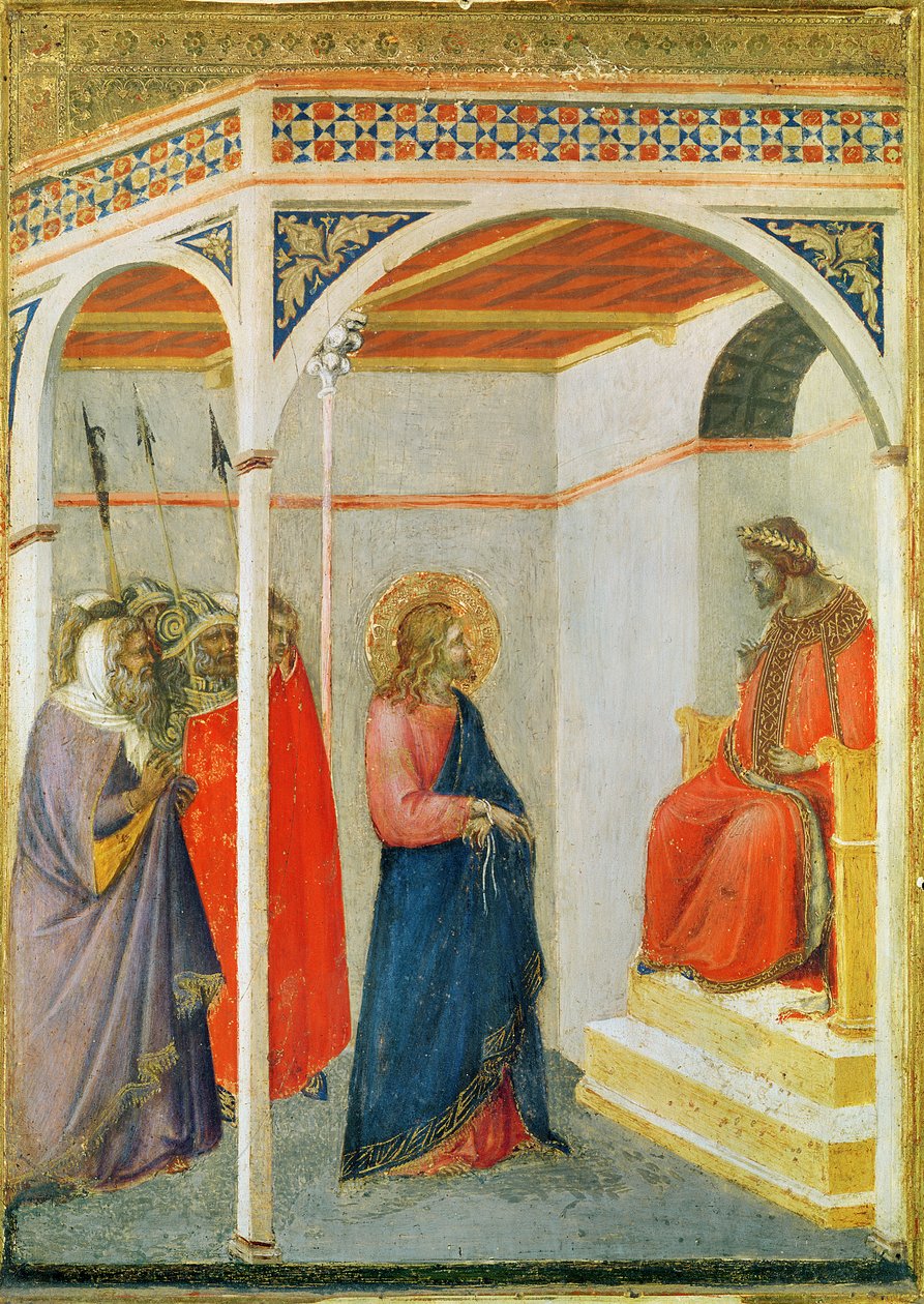 Kristus inför Pontius Pilatus, ca 1335 (tempera och bladguld på trä) av Pietro Lorenzetti