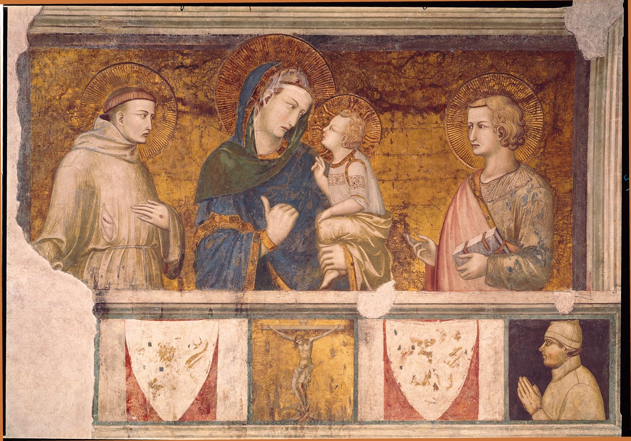 Jungfru och barn med den helige Franciskus och den helige Johannes evangelisten av Pietro Lorenzetti