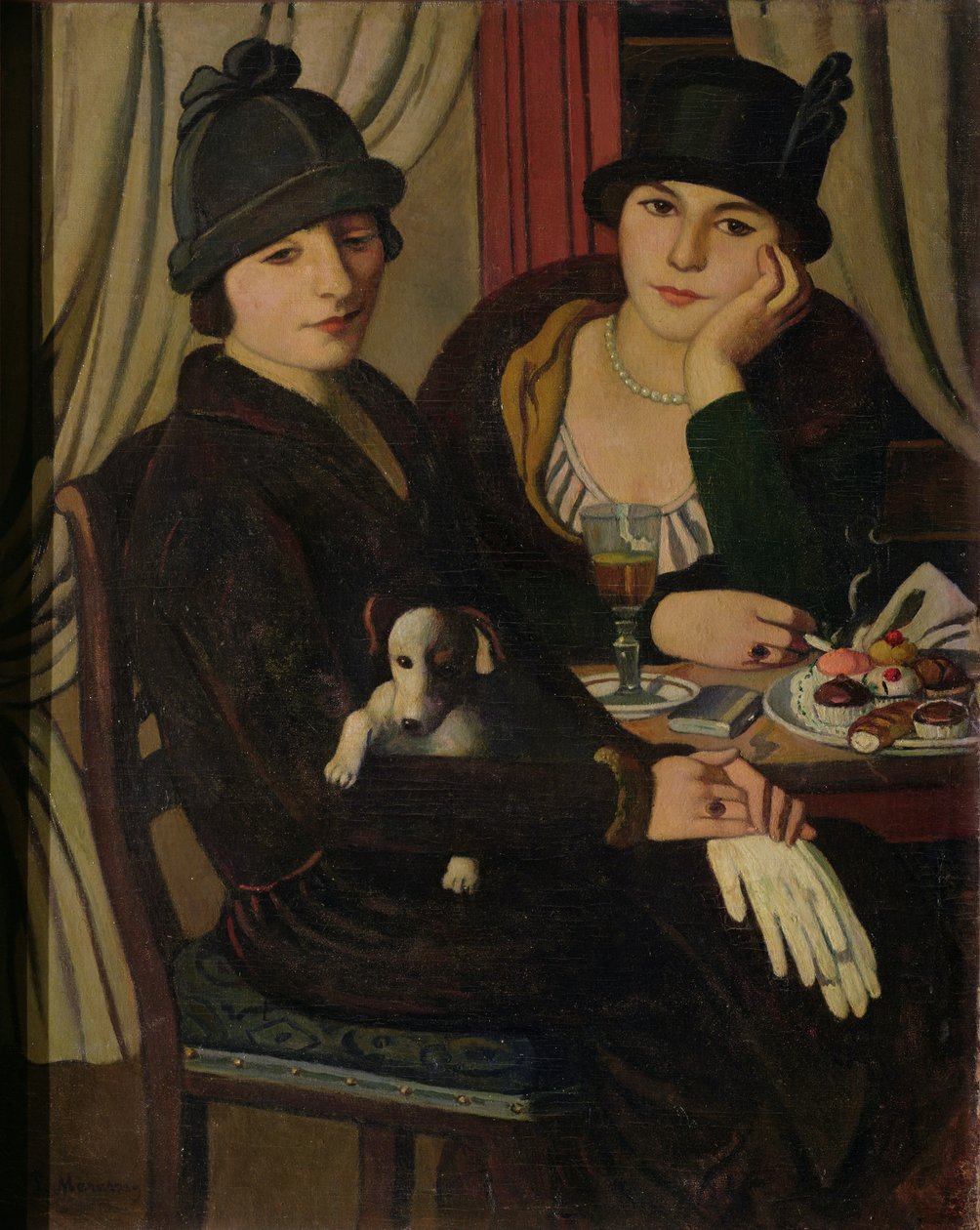 Kvinnor på ett kafé, ca 1924 av Pietro Marussig
