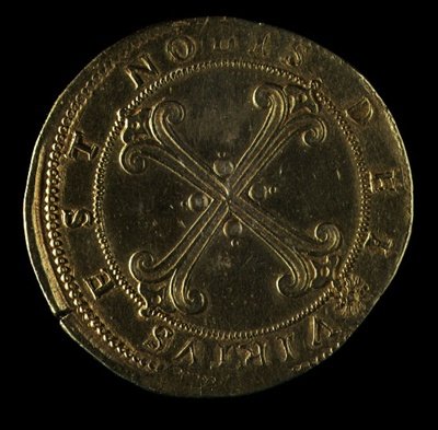 Baksidan av myntet av Cosimo I (1519-74) (guldpläterad) (för framsidan se 119190) av Pietro Paolo Galeotti