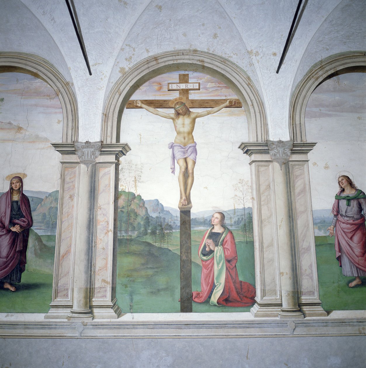 Korsfæstelse, 1493-6 (se også 169448) swed av Pietro Perugino