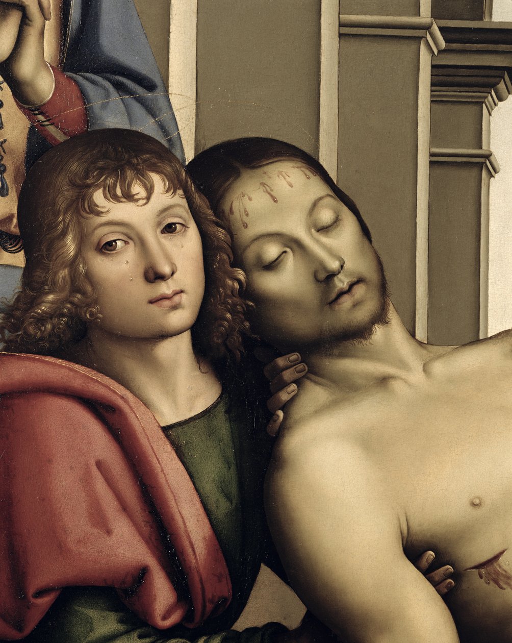 Pieta, 1494-95 olja på paneldetalj av 50041 av Pietro Perugino