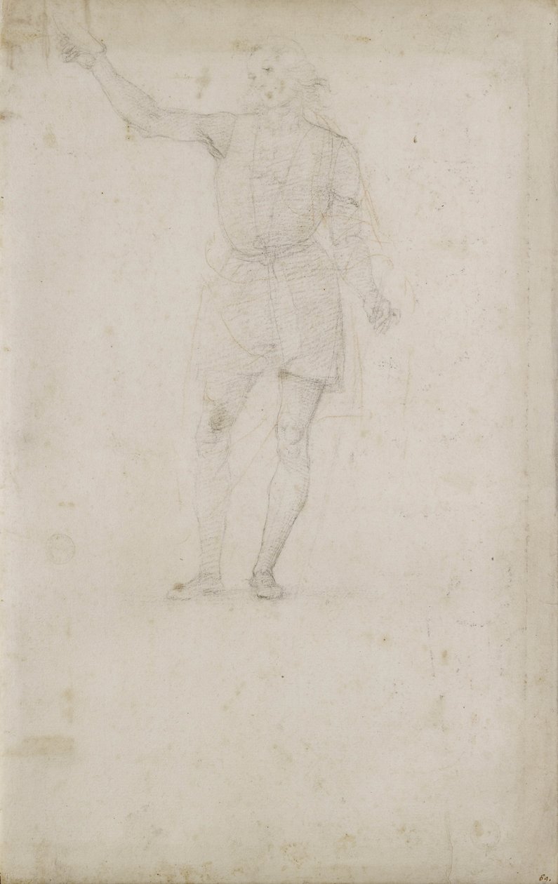Studera för en Johannes Döparen (krita på vitt papper) av Pietro Perugino