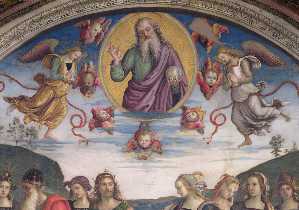 Den evige fadern i ära med profeter och sibyllor, från Sala dell"Udienza, 1496-1500 av Pietro Perugino