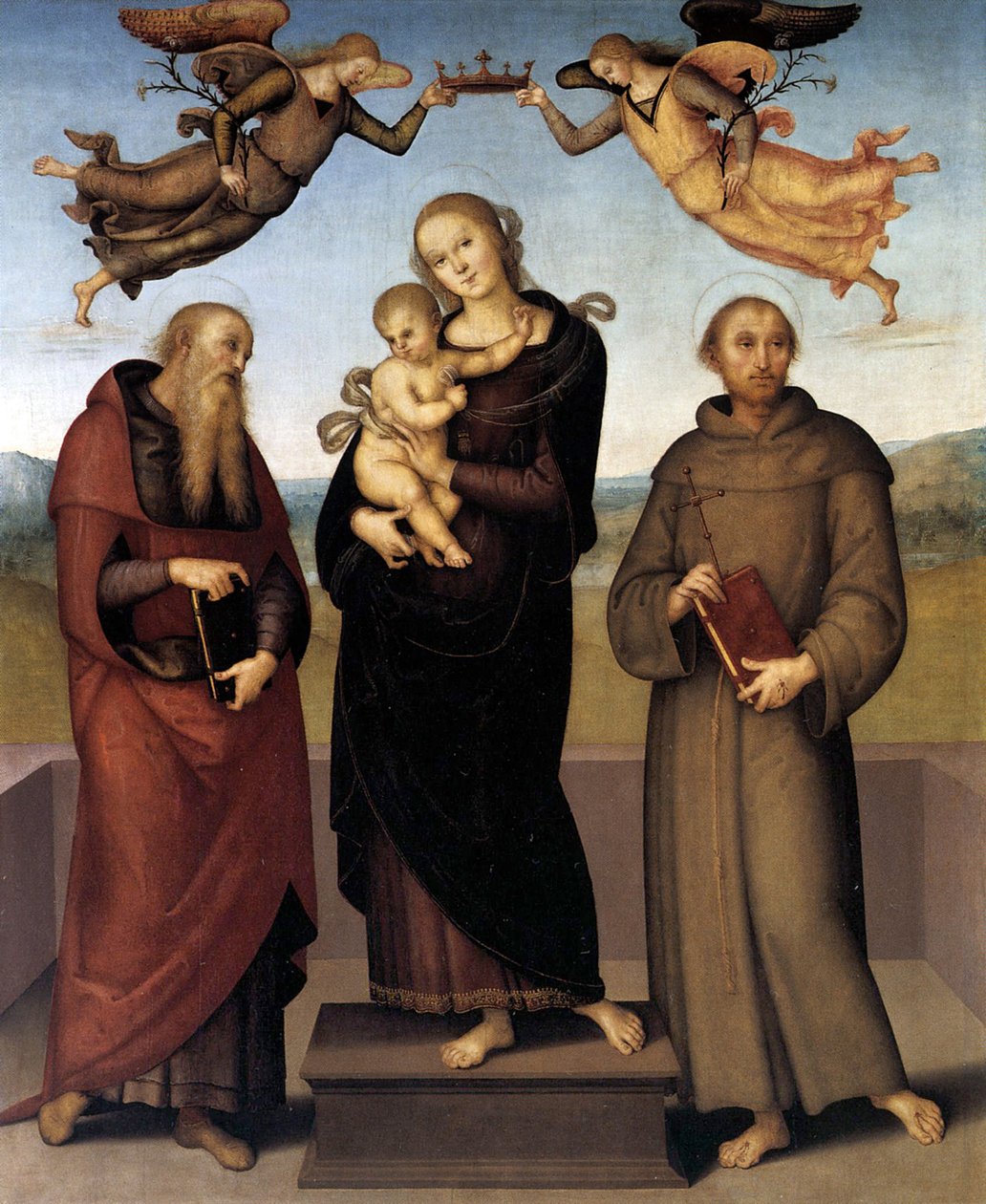 Jungfrun av Loretto med Saint Hieronymus och Saint Francis, 1507-15 av Pietro Perugino