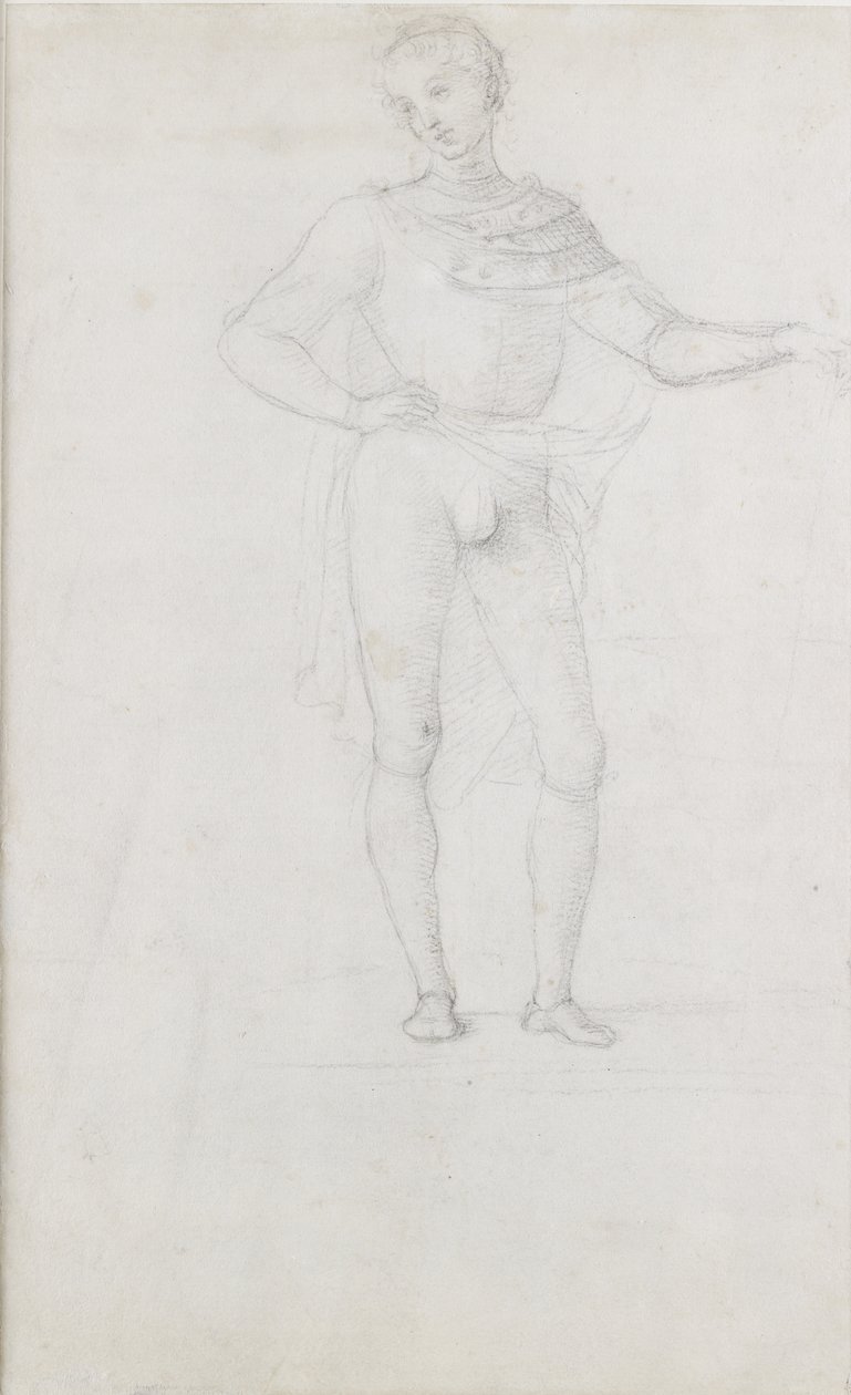 Verso: A Study for a Figure in an Adoration of the Magi, WA1846.5 av Pietro Perugino