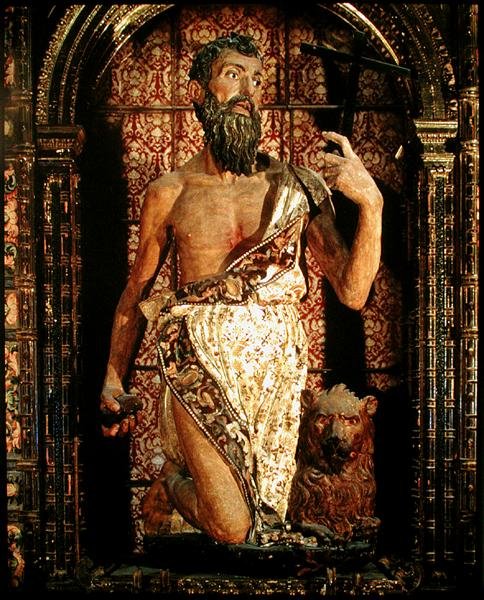 St Jerome (polykromt trä) av Pietro Torrigiano