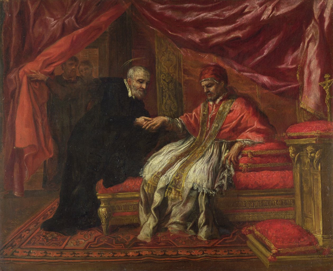 Den helige Filip Neri botar påven Clemens VIII av Pietro da Cortona