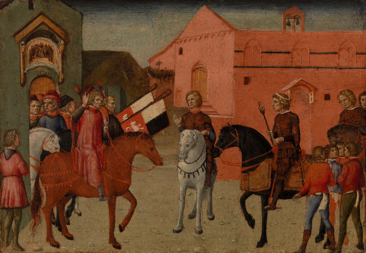 Sienesiska regeringstjänstemän tar emot en ambassad, ca 1440 (tempera på panelen) av Pietro di Giovanni Lianori