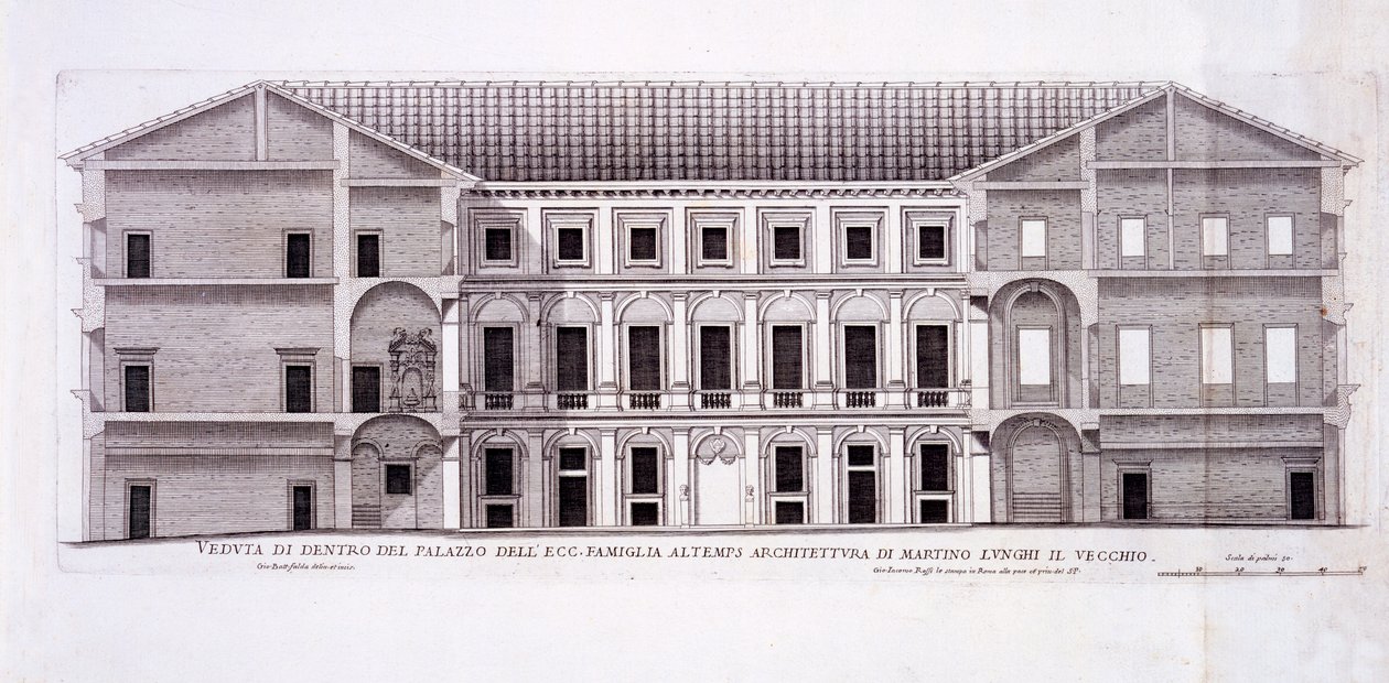 Palazzo Altemps, Rom, från "Palazzi di Roma", del II, publicerad på 1670-talet. av Pietro Ferrerio