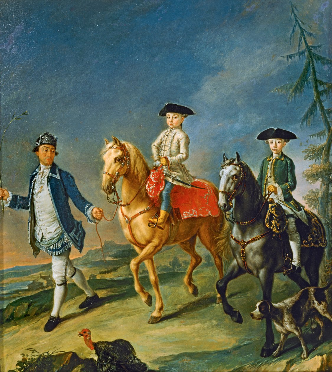 Ridning på hästryggen ... (målning på duk) av Pietro (circle of) Longhi