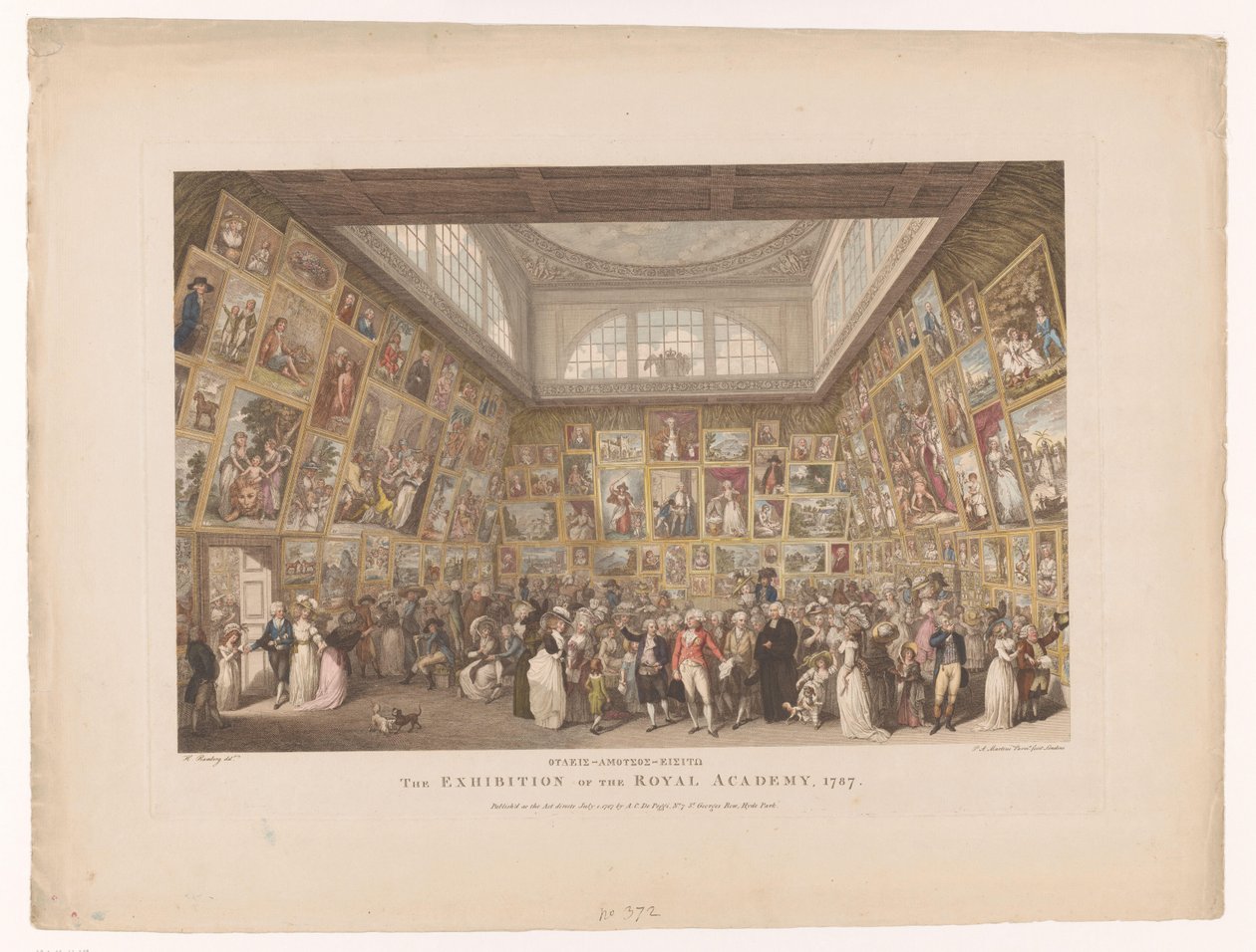 Tentoonstelling i Royal Academy i London 1787 The Exhibition of the Royal Academy, 1787 (titel på objekt) av Pietro Antonio Martini