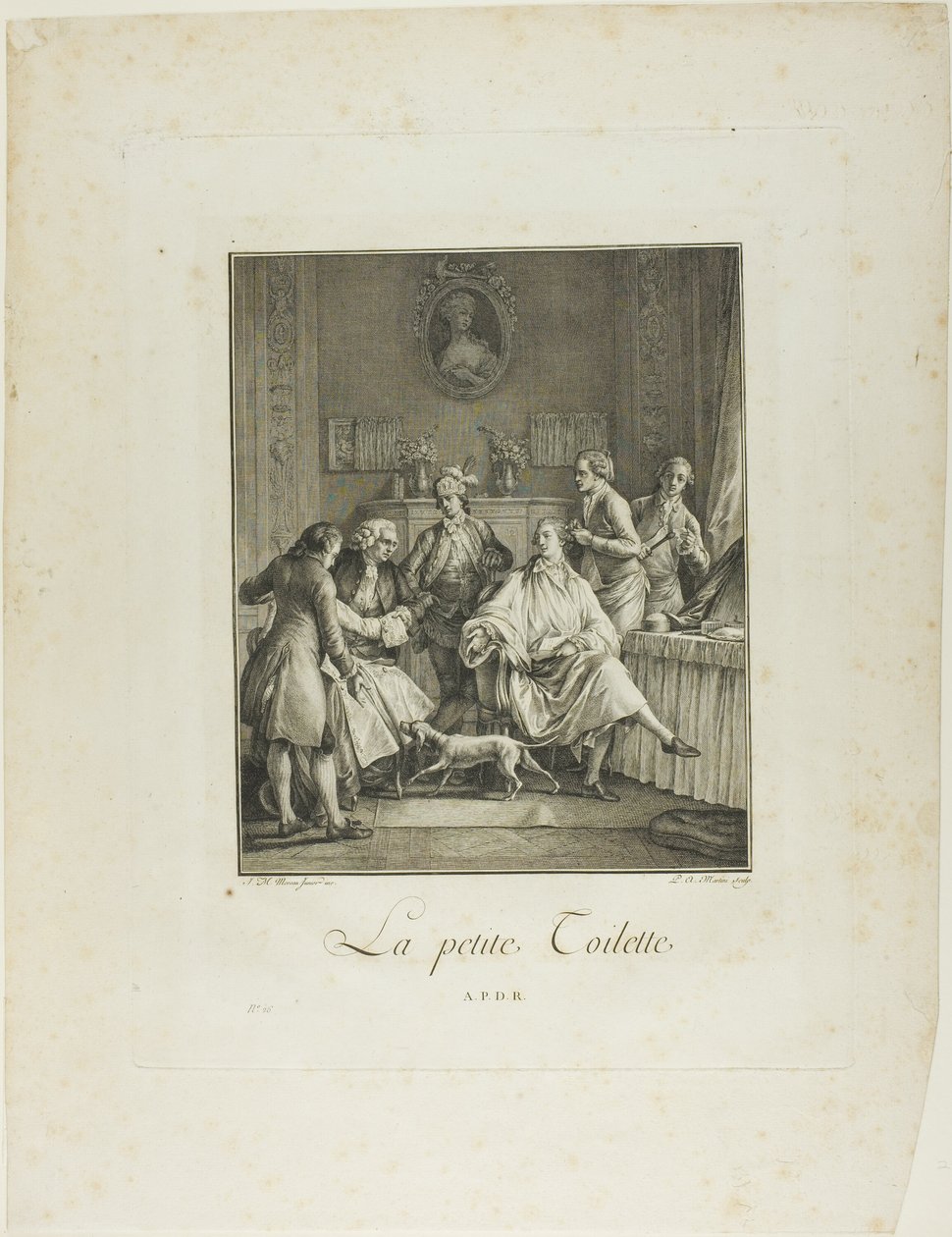 Den lilla toaletten, från Monument du Costume Physique et Morale de la fin du XVIIIe siècle av Pietro Antonio Martini