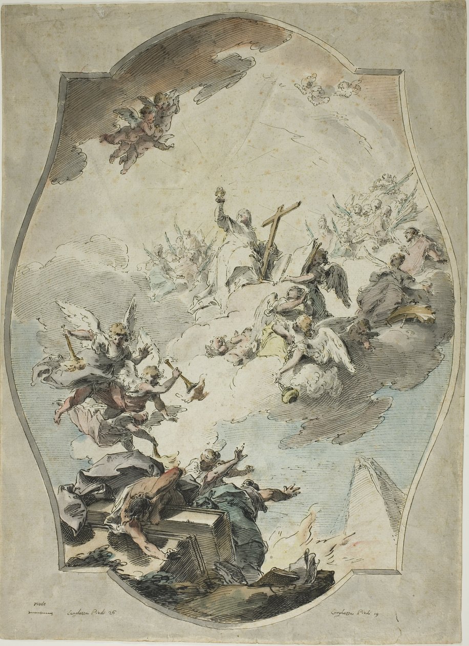 Tro övervinner kätteri (rekto); Spåra efter tro att övervinna kätteri (verso) av Pietro Antonio Novelli