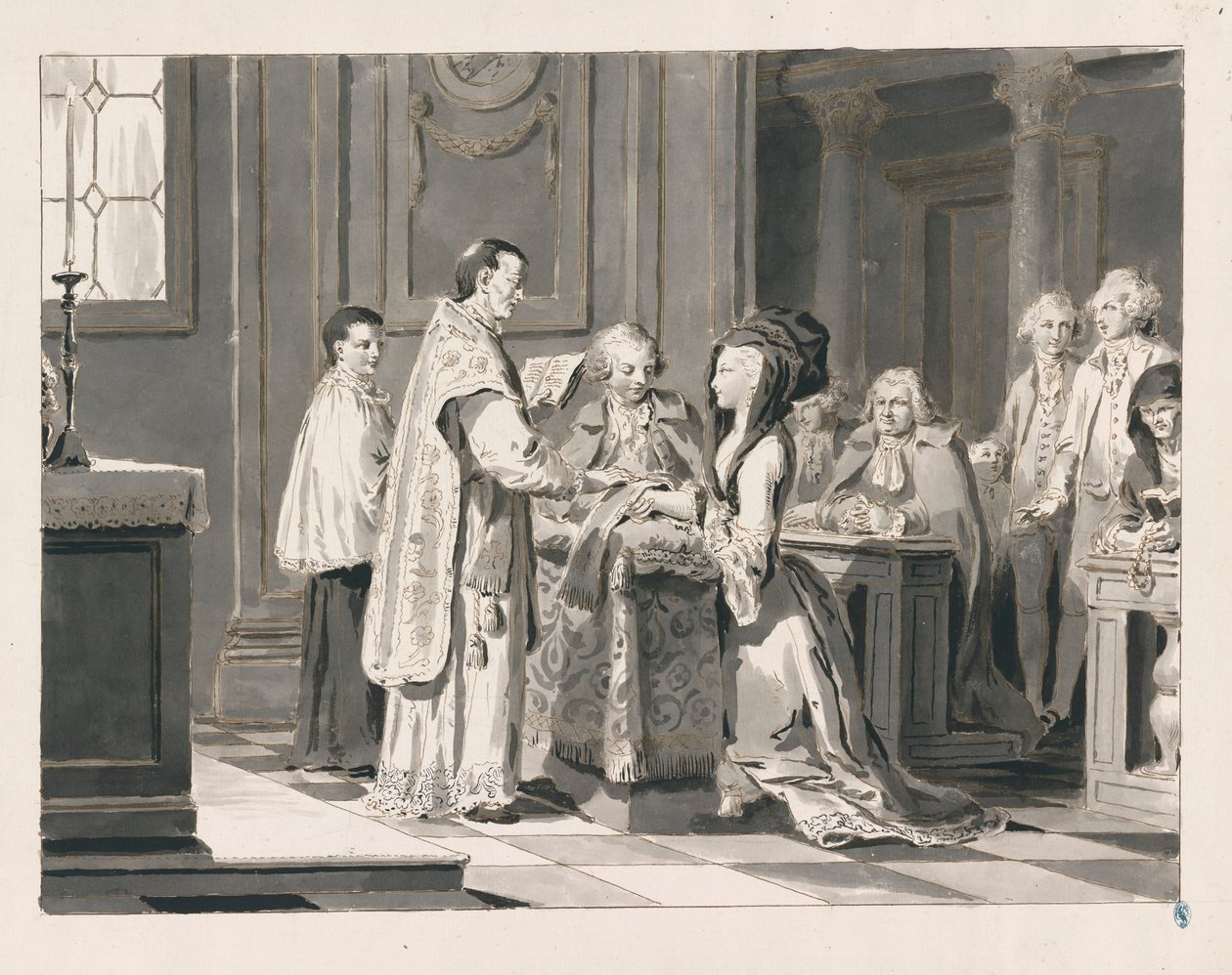 Äktenskap från De sju sakramenten av Pietro Antonio Novelli