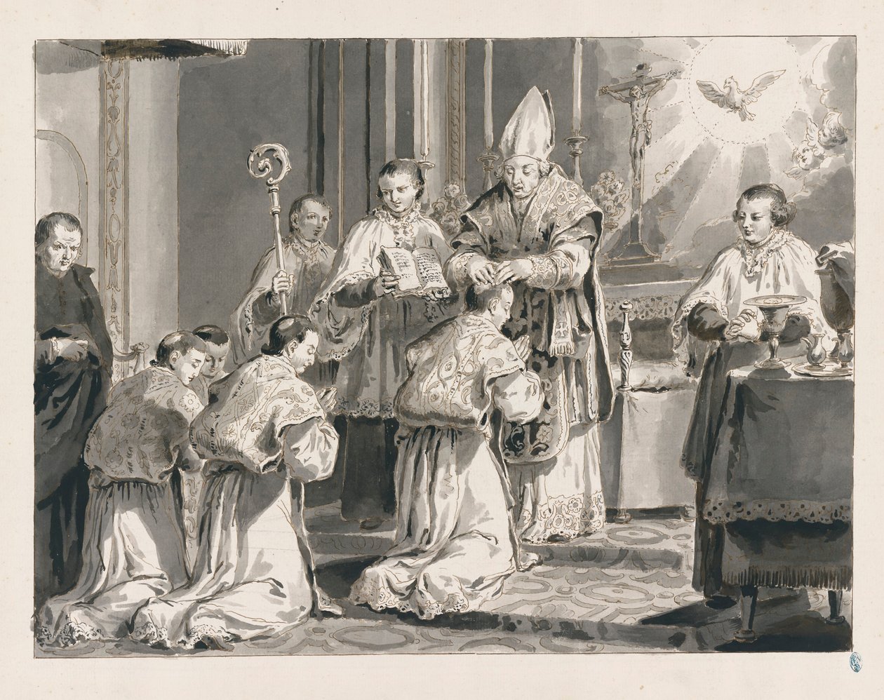 Prästvigning från De sju sakramenten av Pietro Antonio Novelli
