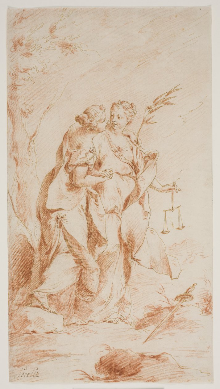 Fred och rättvisa omfamnar av Pietro Antonio Novelli