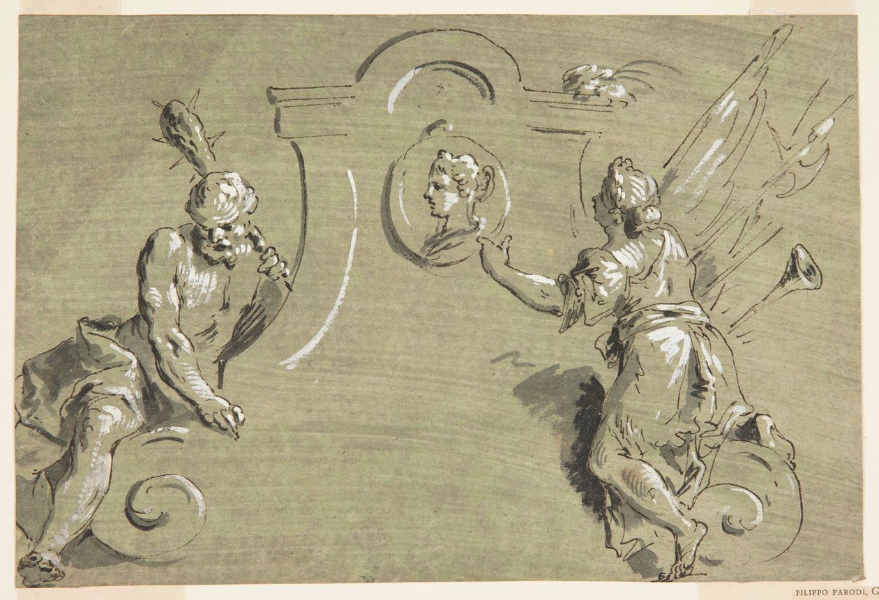 Projekt för del av en målad dekoration av Pietro Antonio Novelli