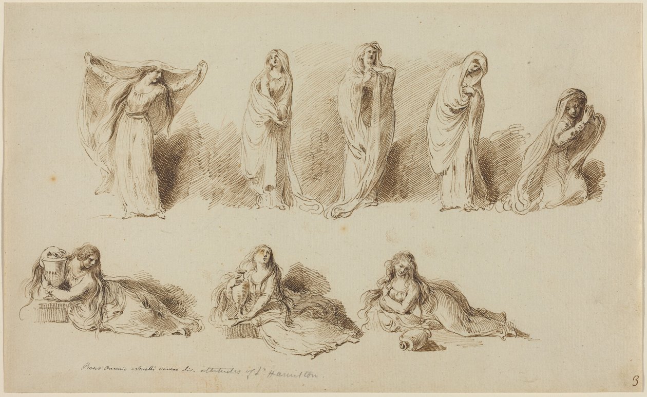 Lady Hamiltons attityder av Pietro Antonio Novelli