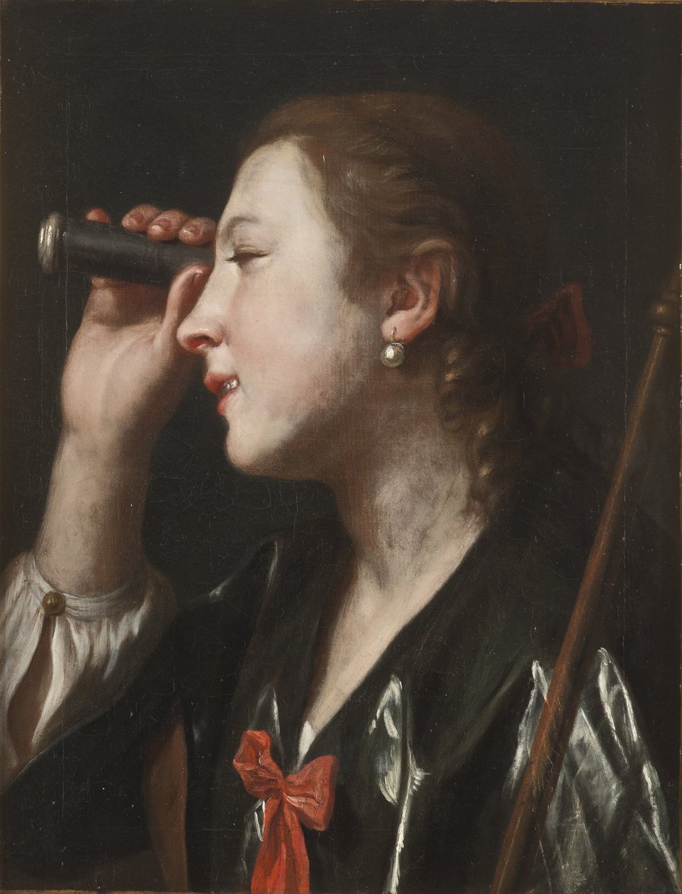 Flicka som tittar genom ett teleskop av Pietro Antonio Rotari