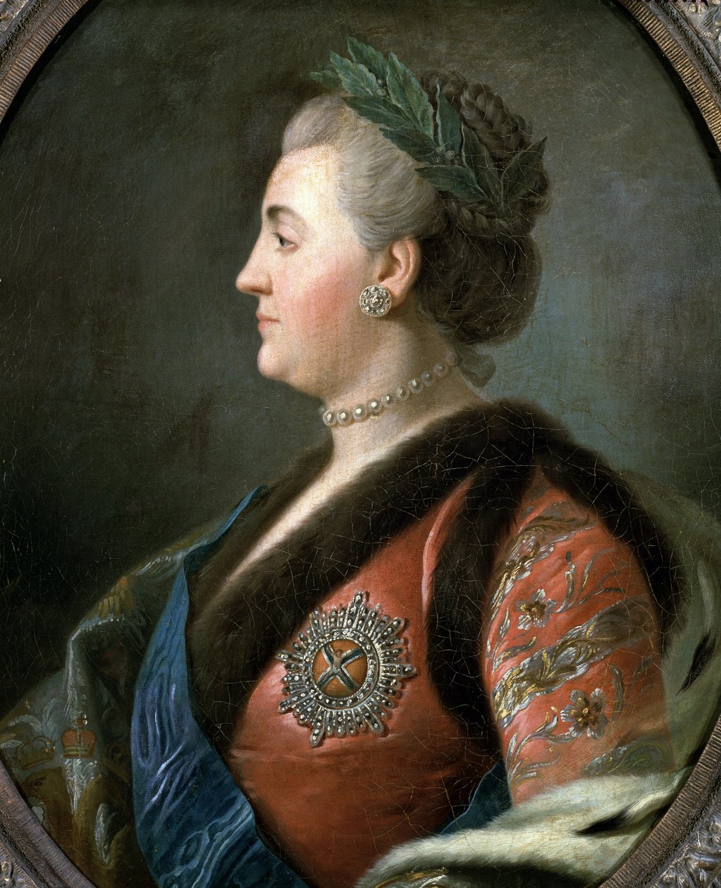 Porträtt av Katarina II den stora, Rysslands kejsarinna (målning av Pietro Antonio Rotari