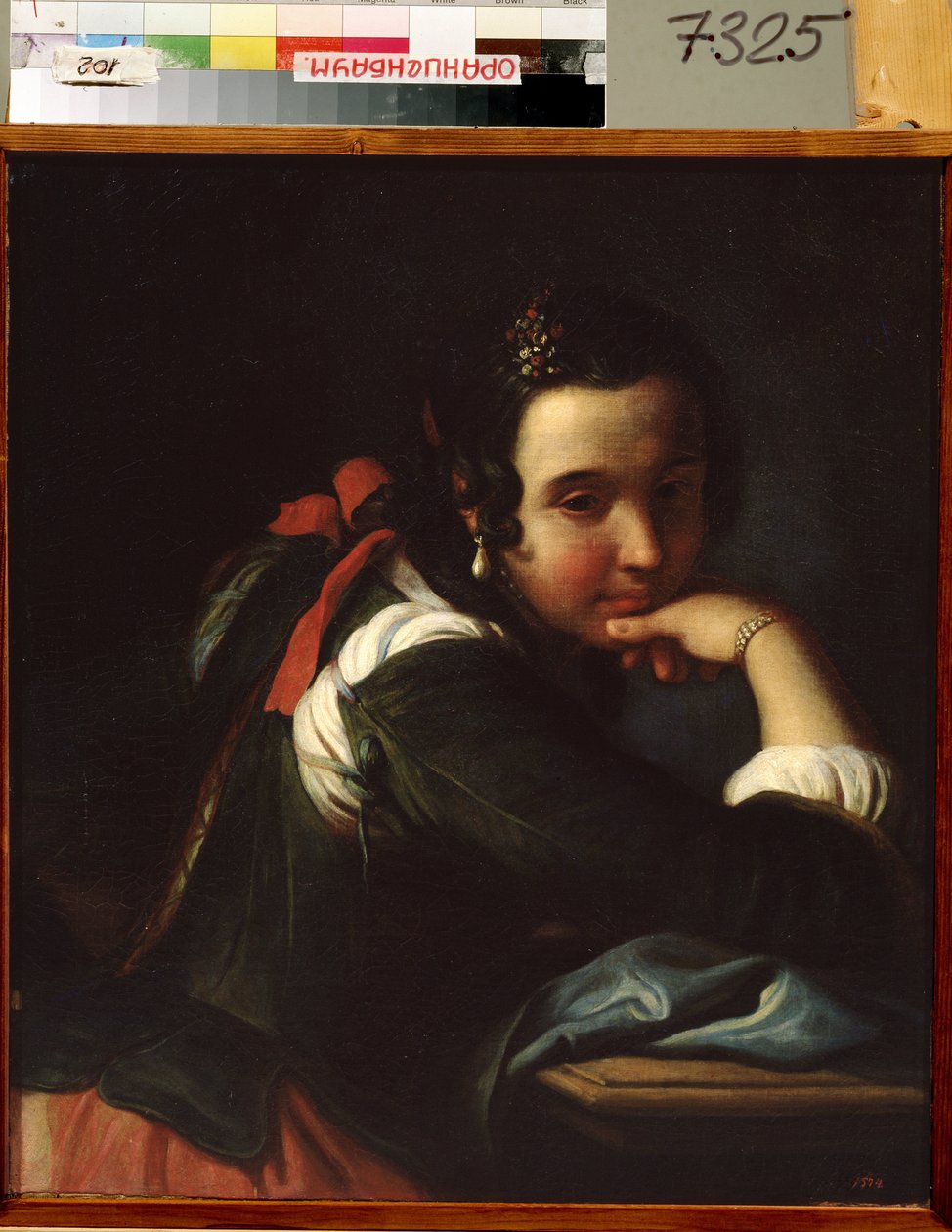 Porträtt av en italiensk skådespelerska av Pietro Antonio Rotari