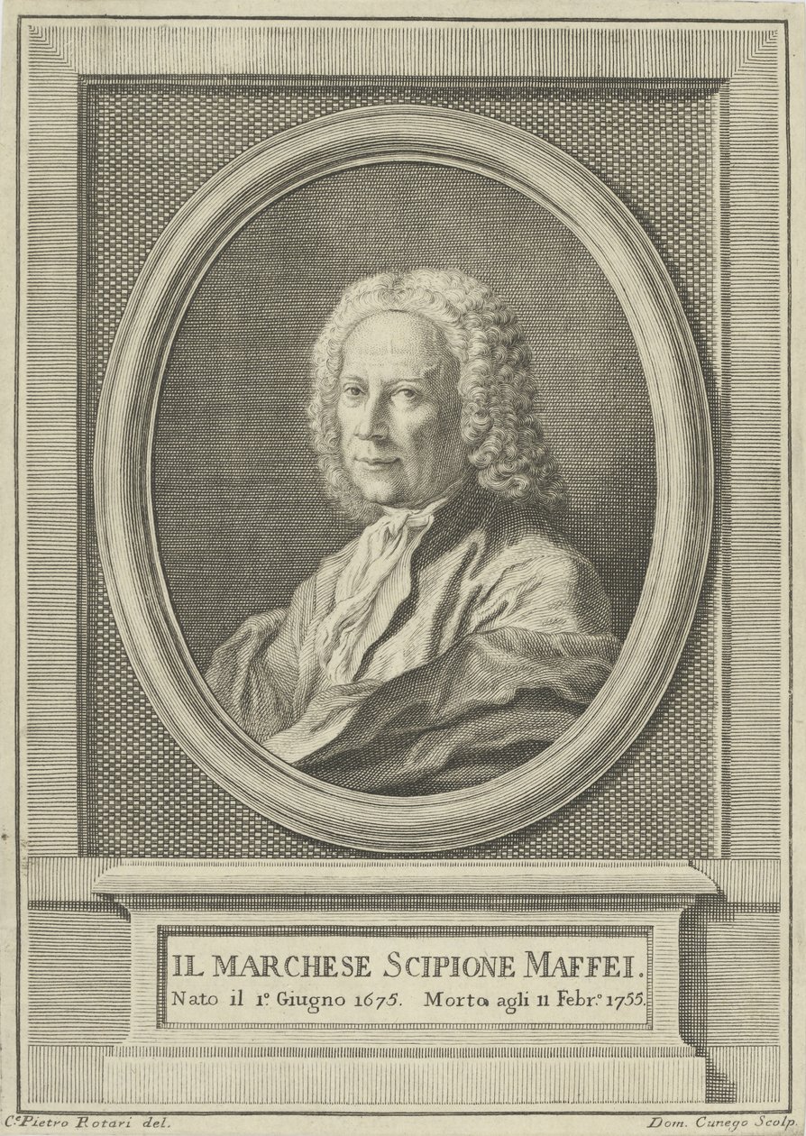 Porträtt av poeten Scipione Maffei 1675-1755, ca. 1750. av Pietro Antonio Rotari