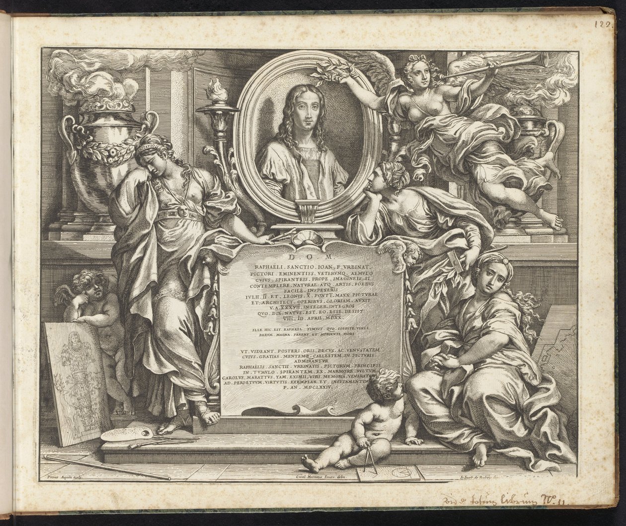 Porträtt av Raphael Raphael Bible (serietitel) Imagines Veteris ac Novi Testamenti (serietitel) av Pietro Aquila
