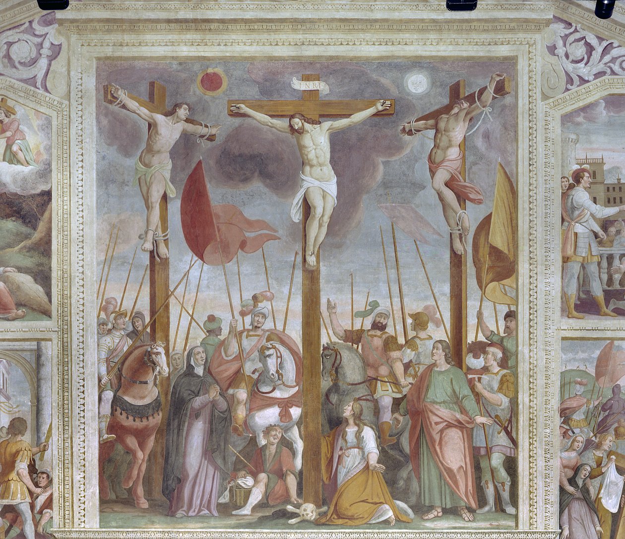 Korsfästelse (fresk) av Pietro Baschenis