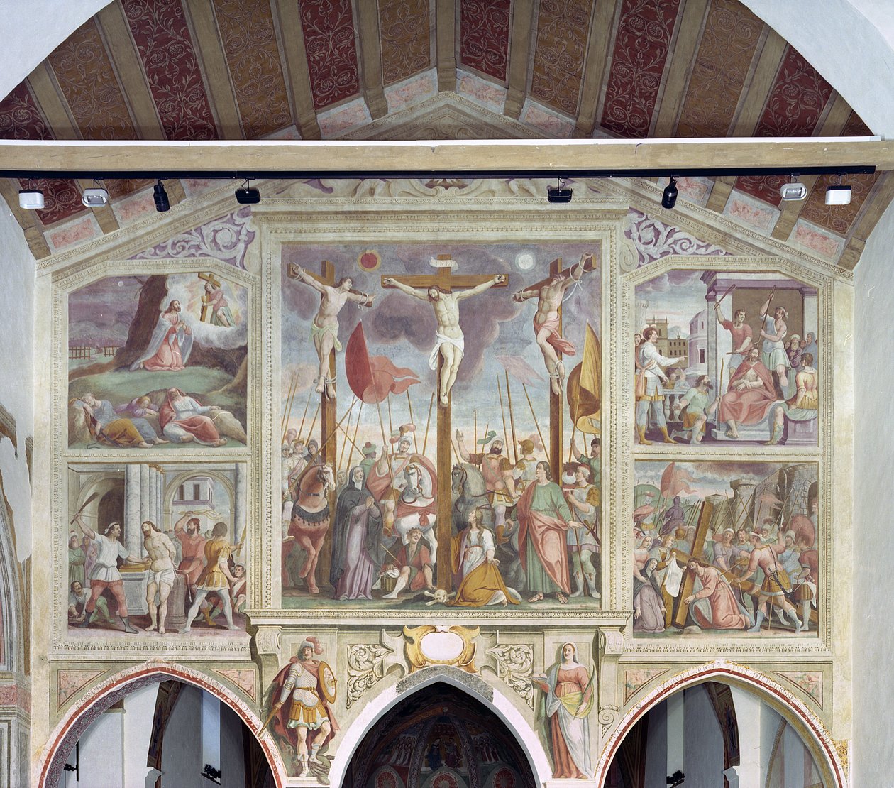Scener från passionen och korsfästelsen (fresk) av Pietro Baschenis