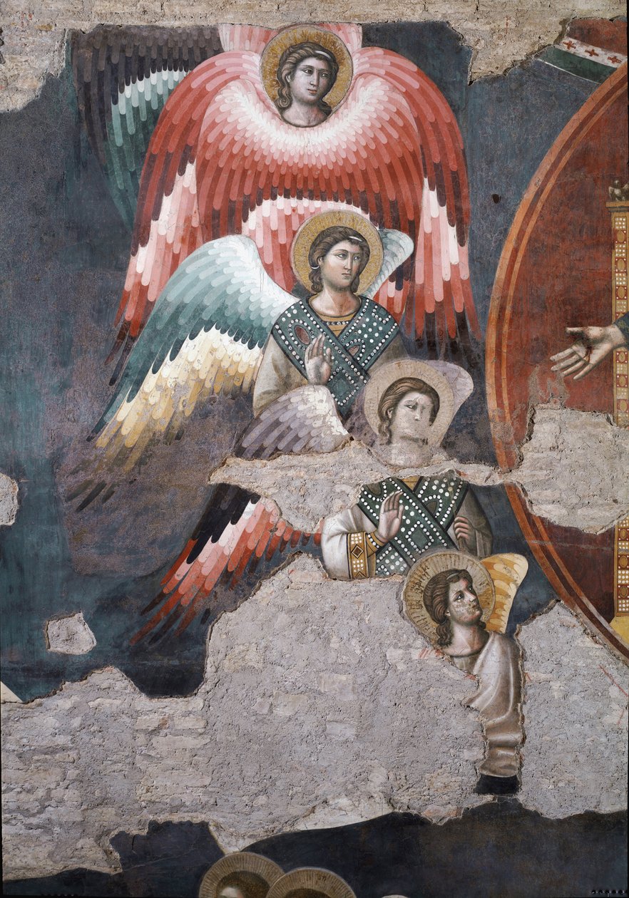 Den sista domen, detalj av änglar - Fresco av Pietro Cavallini