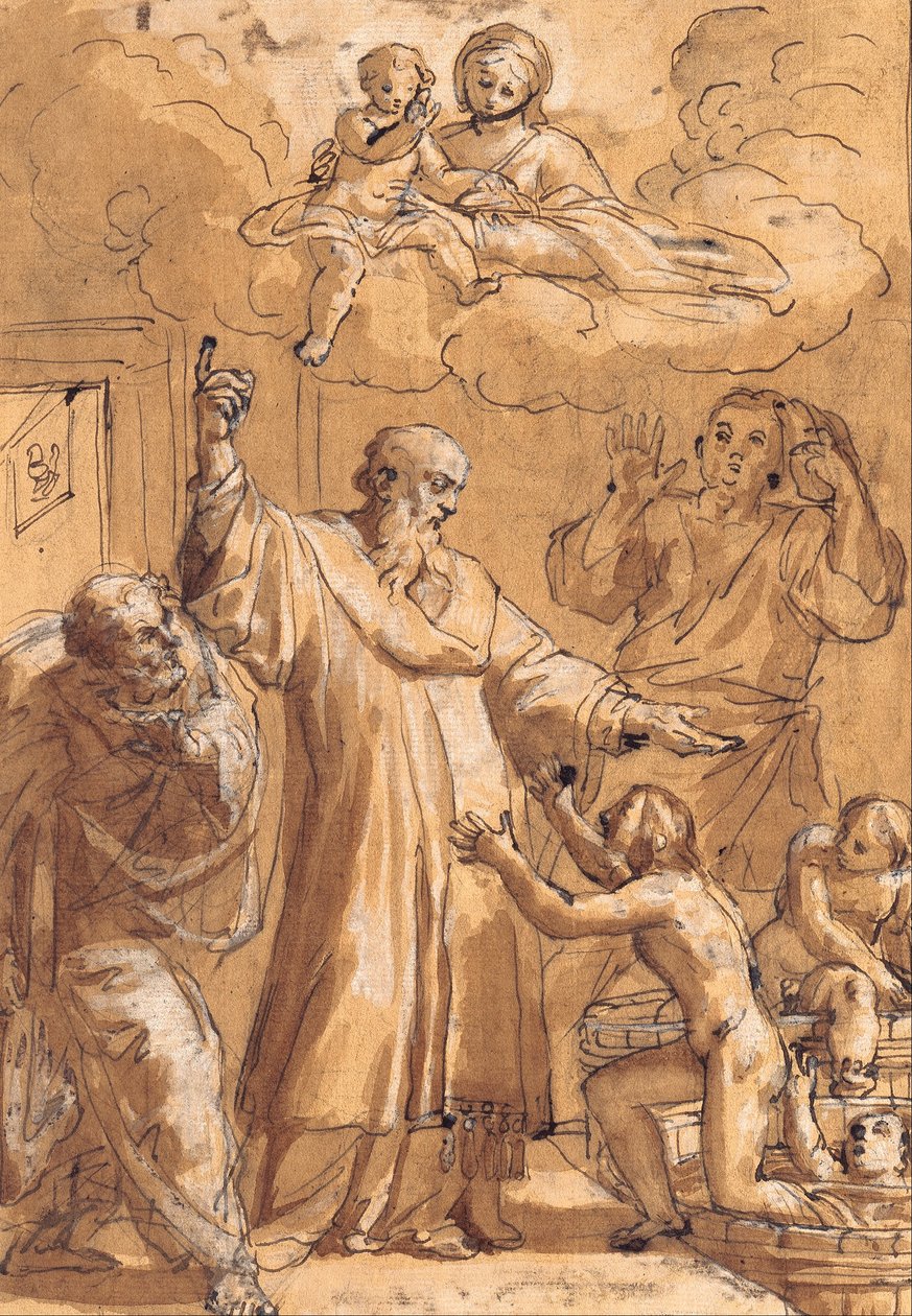 Sankt Nikolaus av Bari väcker tre barn av Pietro De’ Pietri