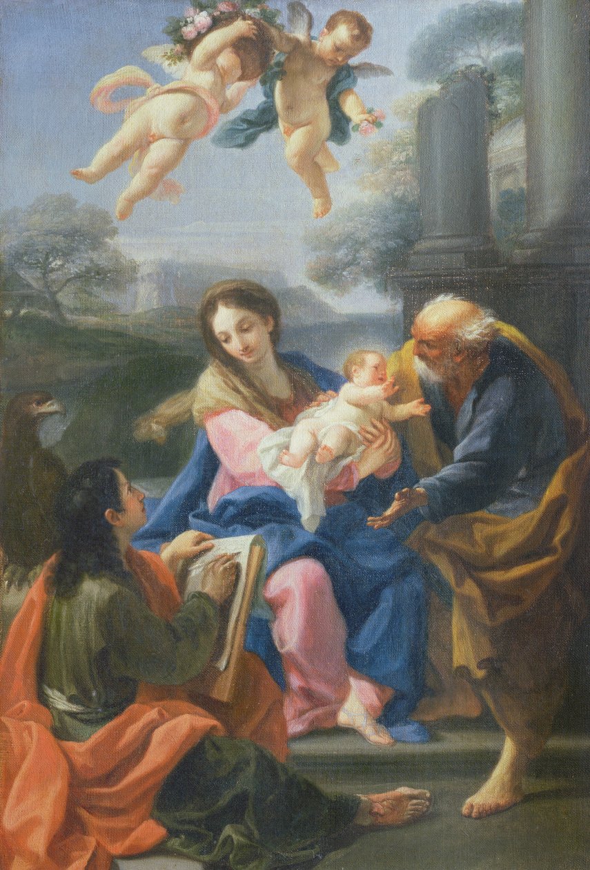 Den heliga familjen med konstnären av Pietro De Pietri