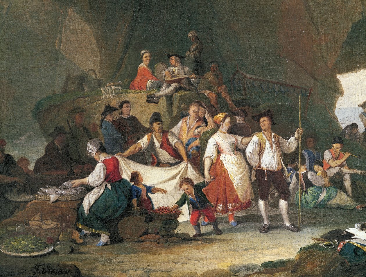Frukost vid havet, av Pietro Fabbris (1740-1792), detalj av Pietro Fabris