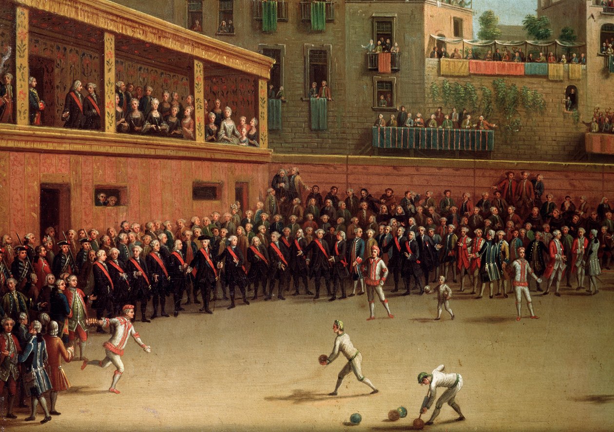Italienskt bollspel i interiörmålning av Pietro Fabris (1740-1792) av Pietro Fabris
