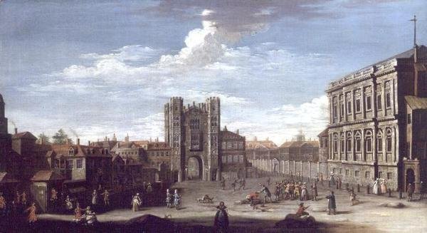 Old Whitehall och Privy Gardens av Pietro Fabris