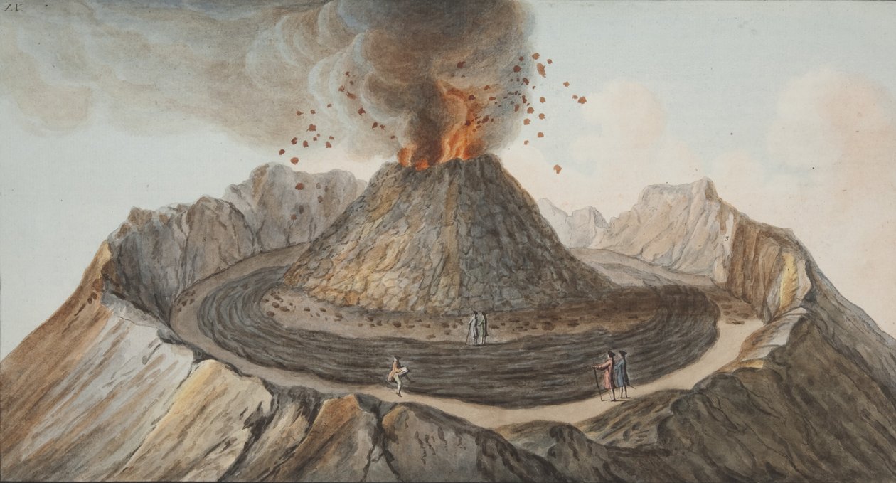 Platta IX från Campi Phlegraei: Observationer av vulkanerna på de två Sicilierna av William Hamilton, 1776 (handfärgad gravyr) av Pietro Fabris
